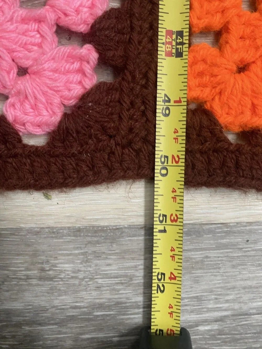 Handmade Crochet Granny Square Afghan Throw Blanket Brown Multicolor grannycore